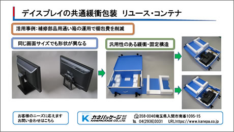 デイスプレイの共通緩衝包装